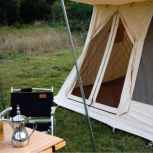 Miniatura 9 de UNISTRENGH Tienda de campaña impermeable de lona de algodón para 4 estaciones, refugios de camping familiares al aire libre con toldo, malla y