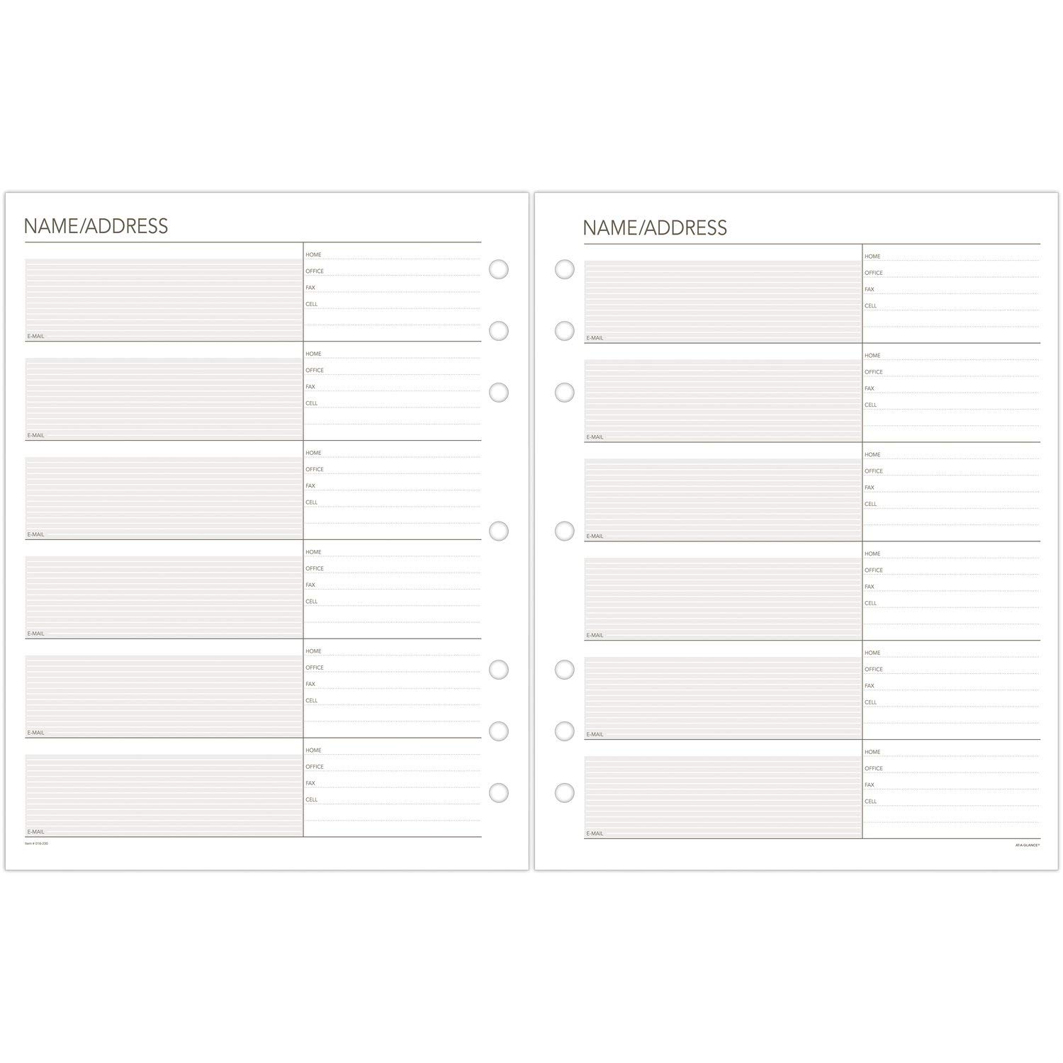 Day Runner Telefon- und Adressseiten, Nachfüllung, lose Blätter, undatiert, für Planer, 21,4 x 27,9 cm, Größe 5, 30 Blatt/Packung (018-230)