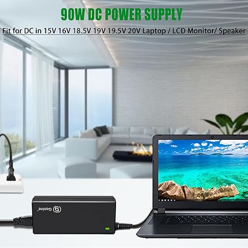 Miniatura 7 de Gonine - Cargador universal para portátil de 90 W, 110-240 V CA a CC 19 V 19.5 V 20 V 18.5 V 15 V 16 V CA, compatible con HP Dell Acer Asus Toshiba