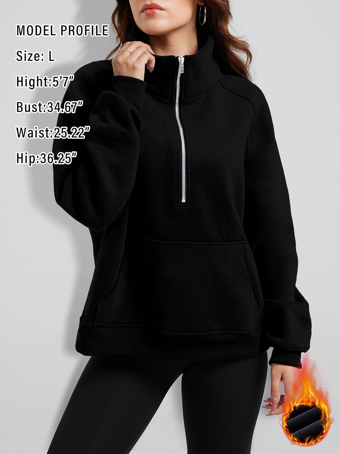 Elesomo Women's Long Sleeve Sweatshirts Half Zip Pullover Winter Fashion Clothing