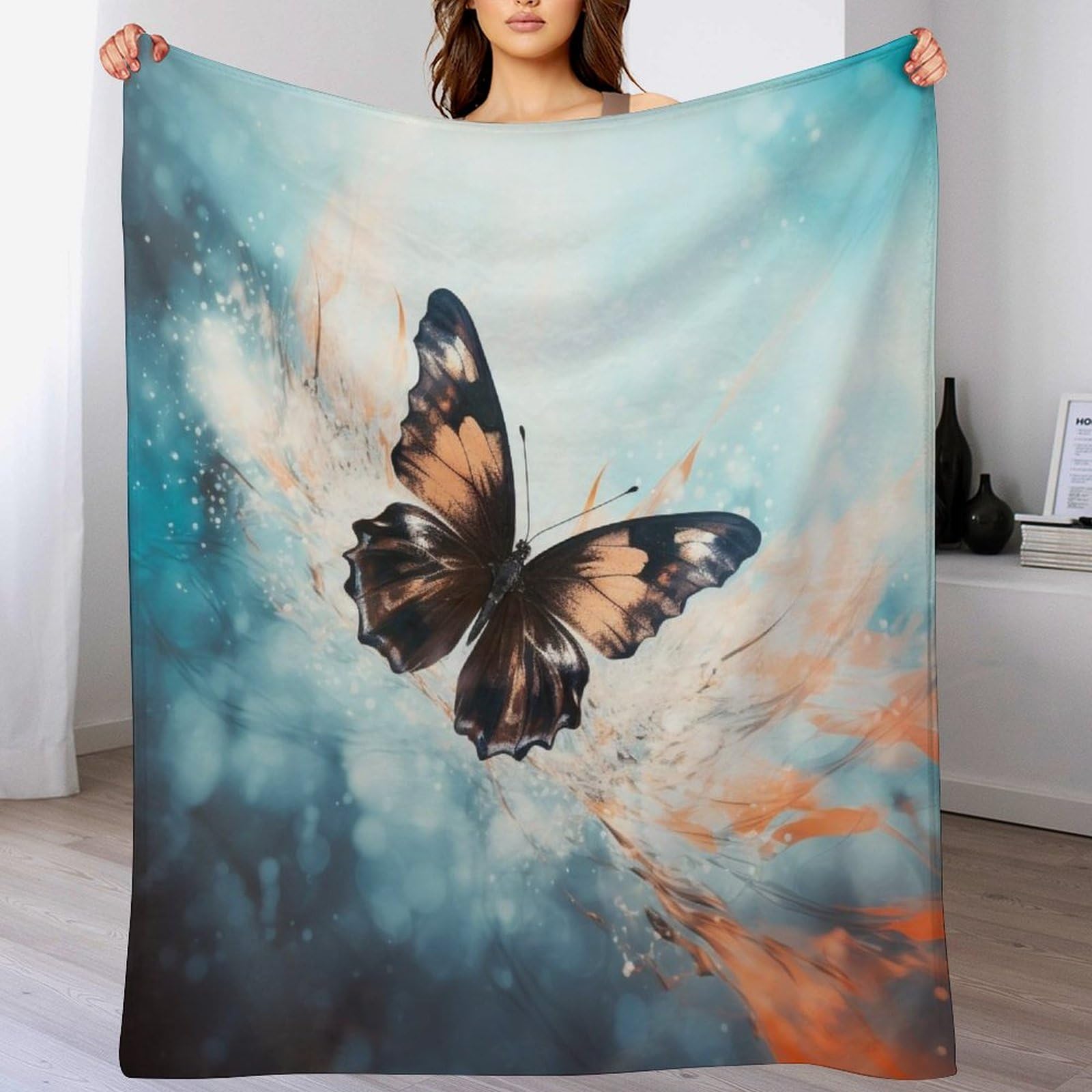 Couverture polaire Papillon anti-décoloration plaid lit chaud