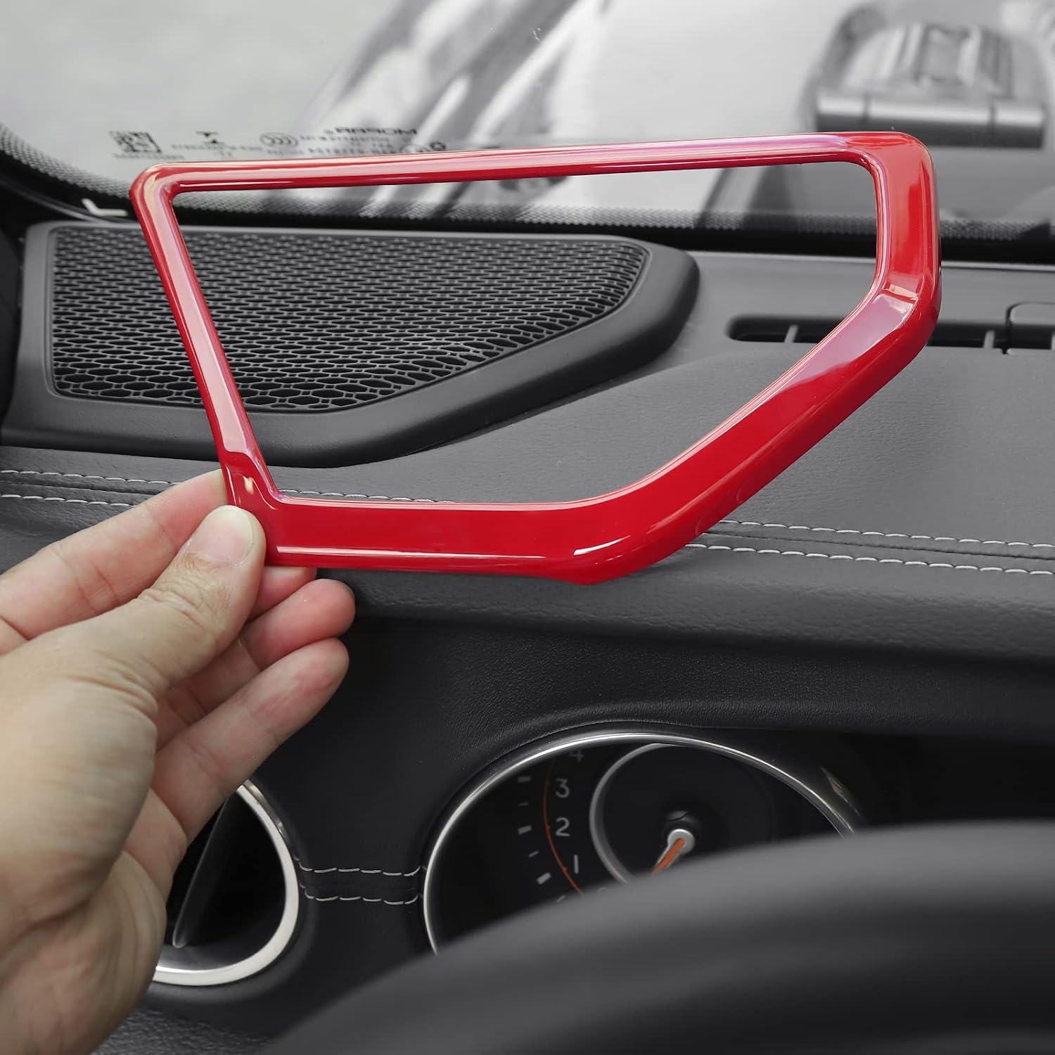 A Pillar Speaker Trim Cover & Roof Speaker Audio Trim Cover Ring Kit Decoration Interior Accessories for Jeep Wrangler JL JLU & Gladiator JT 2018-2022,Red
