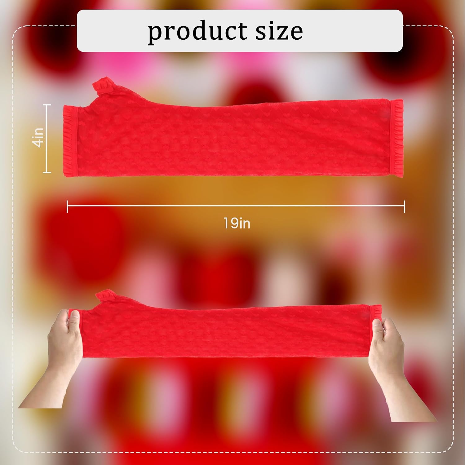 Women's Lace Red Heart Arm Warmer,Halloween and Valentine's Day Gloves Arm Sleeve