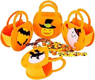 4 PCS Borse Halloween in Tessuto Caramella Borsa Dolcetto o Scherzetto Sacchetti Non Tessuto Borsetta Tote per sacchetto caramelle Halloween,sacchetto regalo,festa Halloween,decorazione oggetti scena