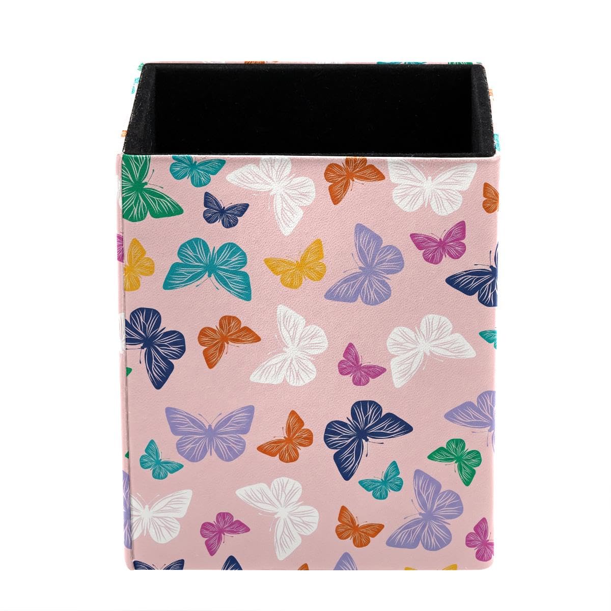 HEOEH Butterfly Pen Holder Pen Pot, Square Pencil Cup for Desk