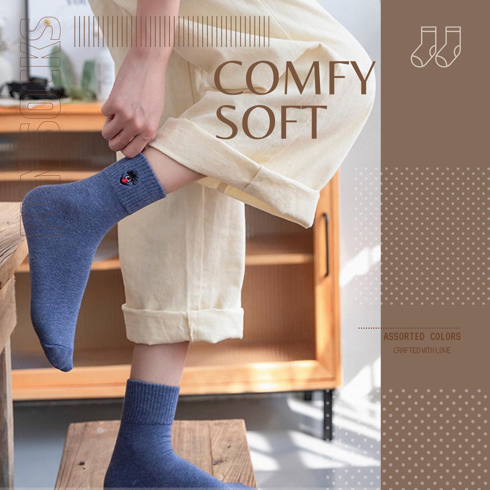 Sporzin Calzini Donna 10 Paia Calzini Cotone Donna Calzini Divertenti Calzini Donna Cotone Calze Colorate