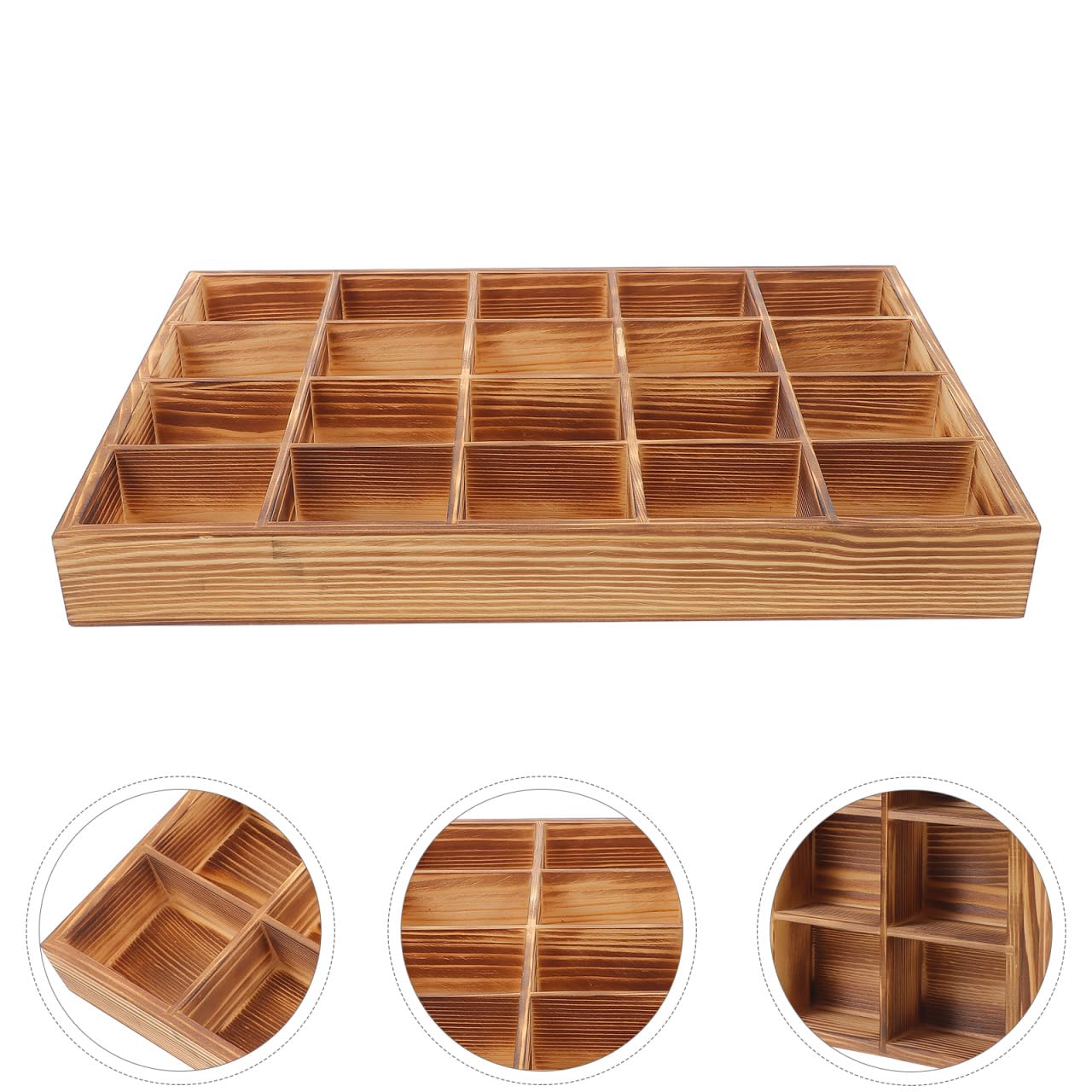 ABOOFAN Scatola Organizer in Legno Con 20 Scomparti Per Calzini E Biancheria Intima Divisorio Per Cassettiera Per Riporre Cravatte Cinture E Accessori 13.11X9.17X1.54In