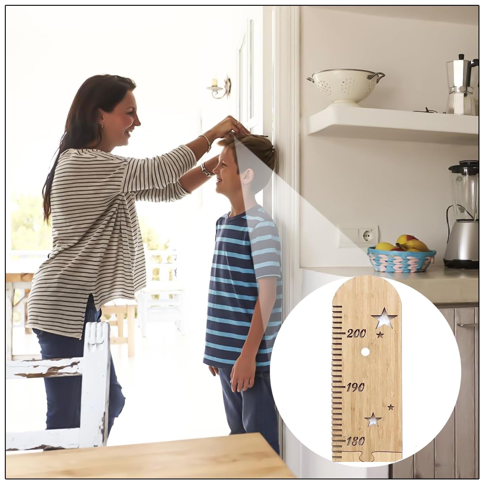 Grafici Di Altezza In Legno Misuratore Per Bambini 50-200 Cm Decorazione Murale Cameretta (Set Da 5)