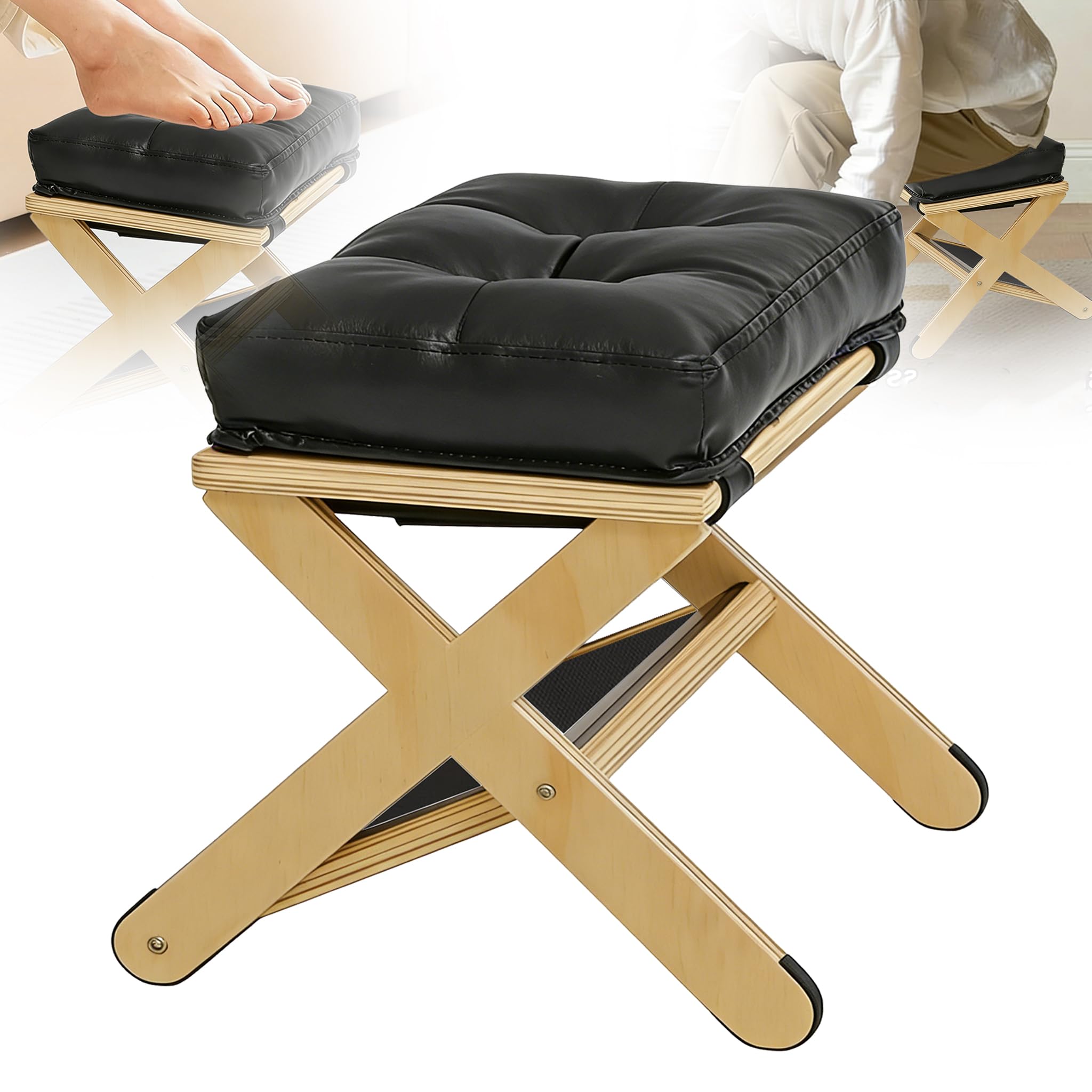 Poggiapiedi da Scrivania Doppio Strato Ergonomico Comoda Inclinazione per Gambe E Piedi per Casa, Ufficio, Camera da Poggiapiedi ErgonomicoWood Color,13 * 9.1 * 10.06 inch