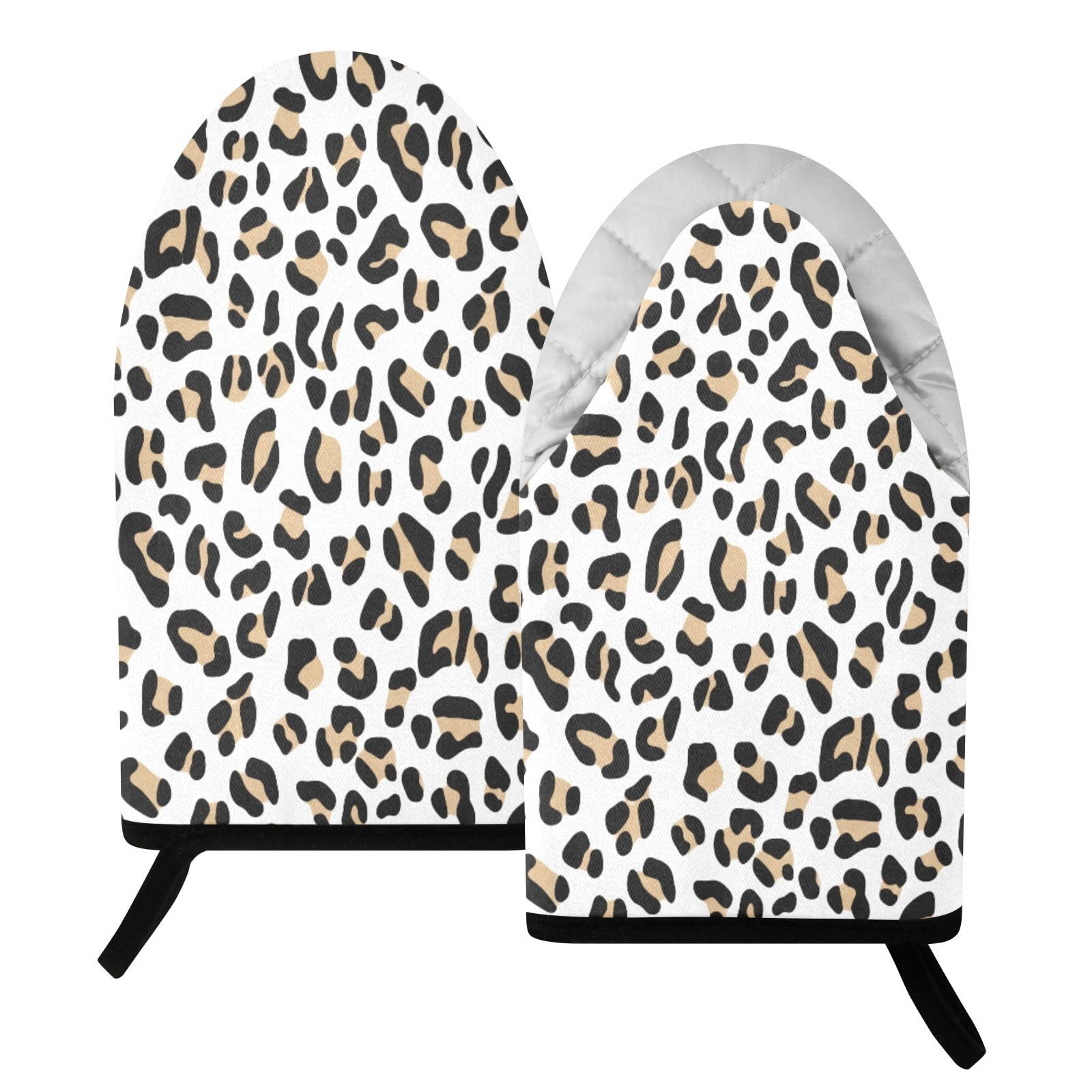 BURSTDDY Leopard Print Oven Mitt,Heat Resistant Kitchen Mitts for Cooking