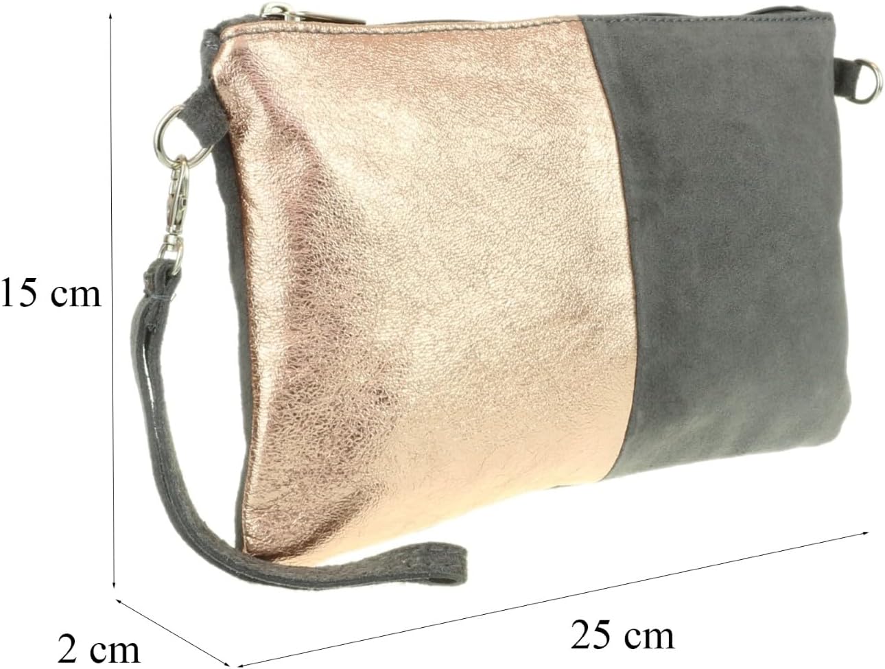 Girly HandBags Womens Two Tone Metallic Clutch Bag Dark Grey Champagne