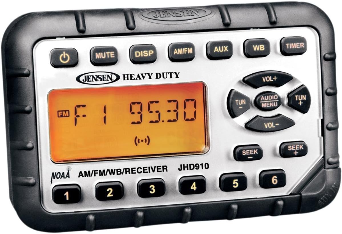 Jensen JHD910 Heavy Duty Mini Waterproof AM/FM/WB Radio, Black