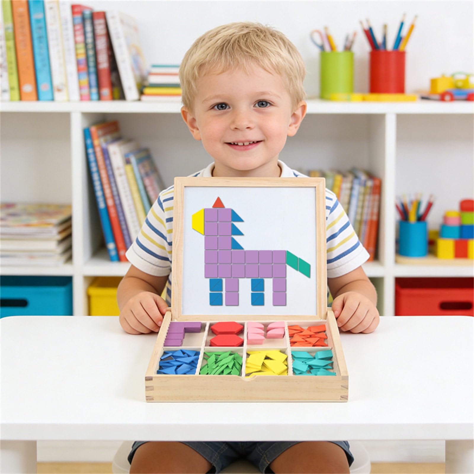 Juego de construcción de Madera con Bloques magnéticos Seguros para niños y niñas de 3 años o más Bloques de construcción de Madera para niños