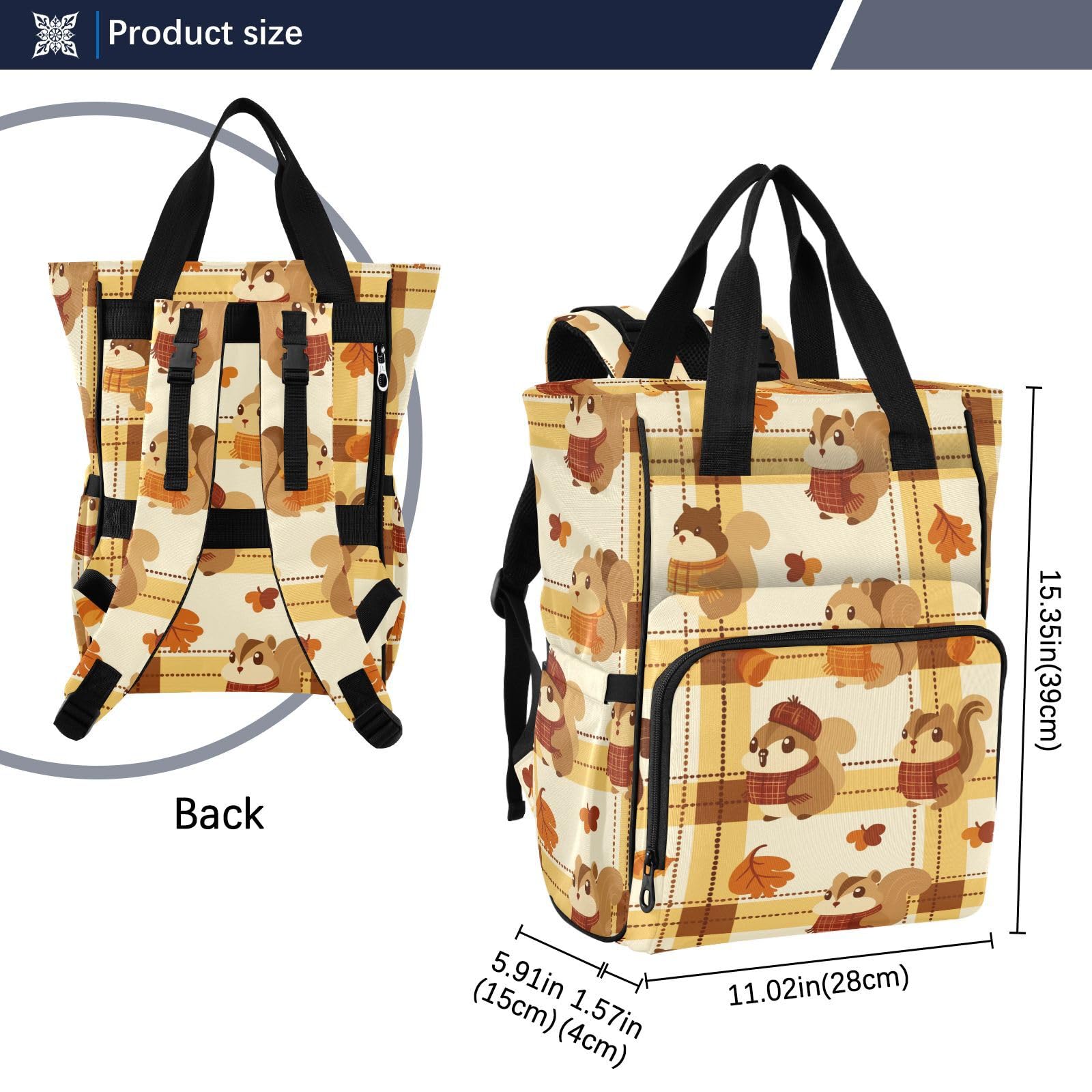 Borsa per pannolini zaino per mamme papà scoiattolo carino autunno