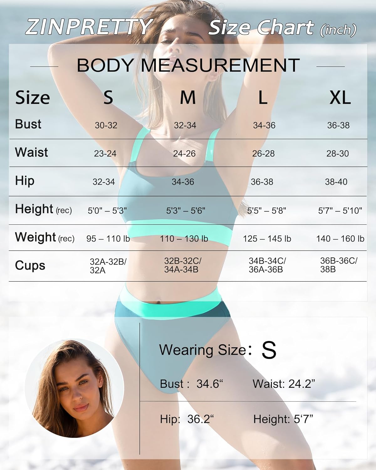 ZINPRETTY Women High Waisted Bikini Sets Color Block Swimsuits 2 Piece Bathing Suits Tummy Control Sporty Teens - Image 6