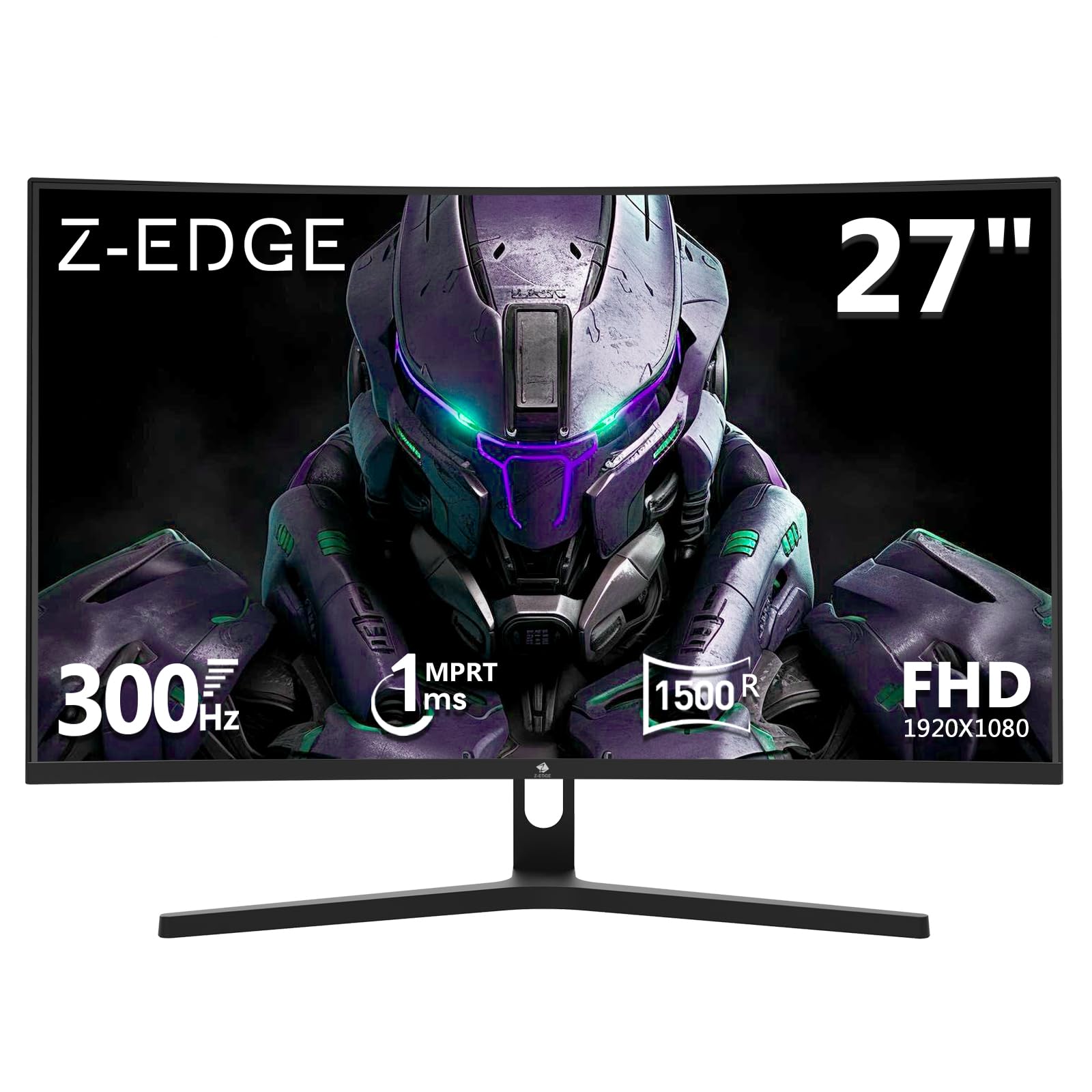 Z-Edge Monitor Gaming PC Curvo 27'' 300 Hz (DP1.4*2), 1ms MPRT, FreeSync, FHD, 240 Hz (HDMI2.0*2), Pantalla Gaming LED 16:9, Inclinación Ajustable, HDR, VA, 3000:1, VESA 100*100mm (Cable DP Incluido)