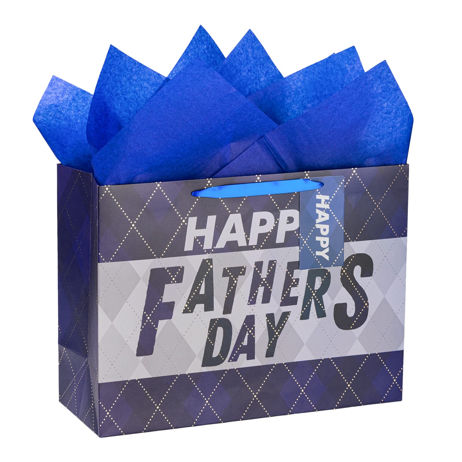 Photo 1 of Loveinside Father's Day Gift Bag with Tissue Paper, Tag and Greeting Card for Dad, Birthday, and More - 16x6x12inch, 1 Pcs - Navy Blue