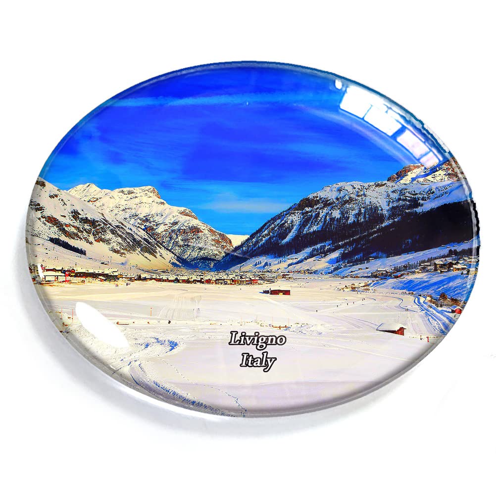 Livigno Italy Magnet Fridge Refrigerator Freezer Magnet Sticker Souvenir Decorations Oval Crystal Magnet Kitchen Whiteboard