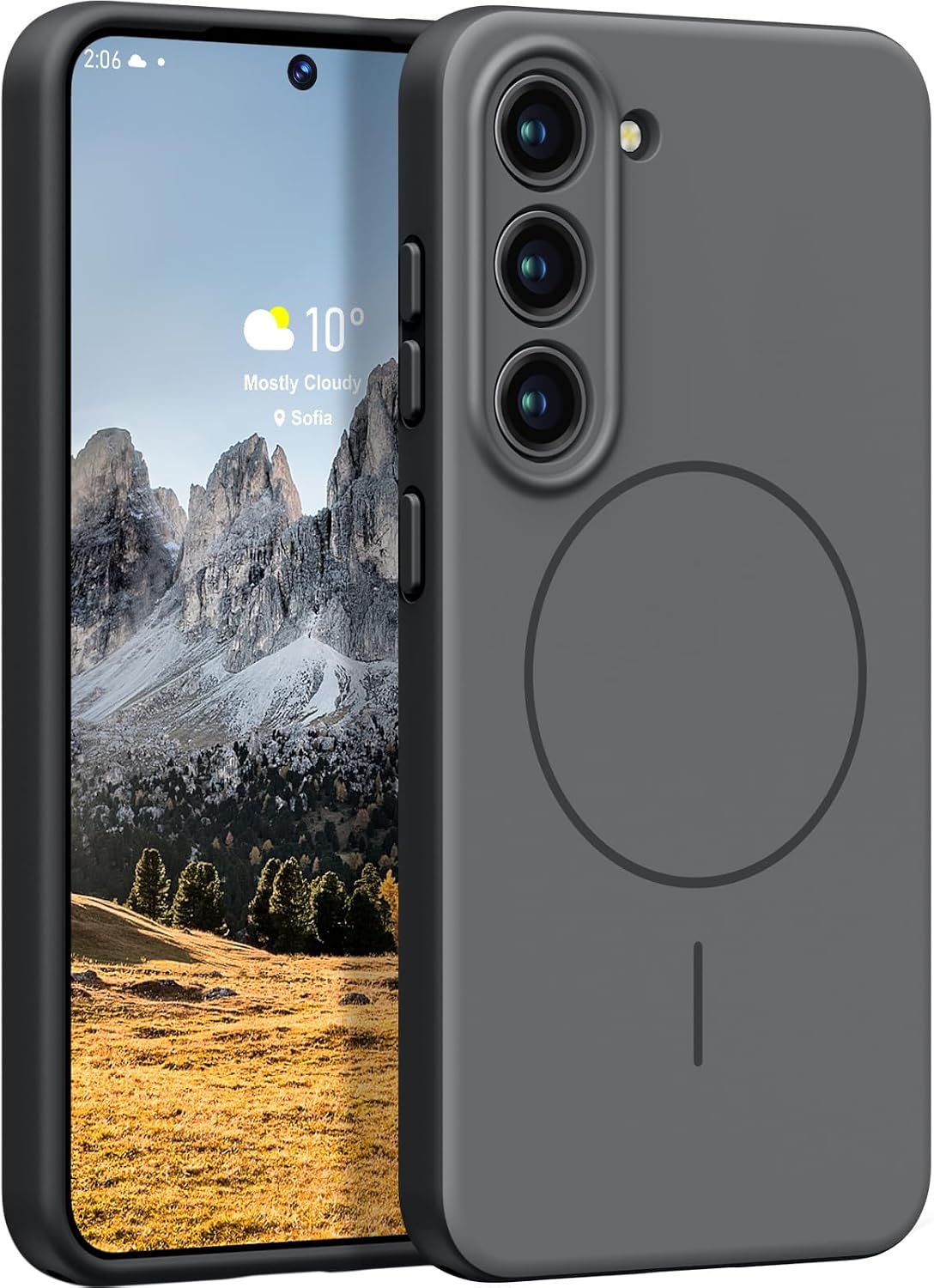 Rayboen for Galaxy S23+ Plus Case Magnetic, Gray + Black