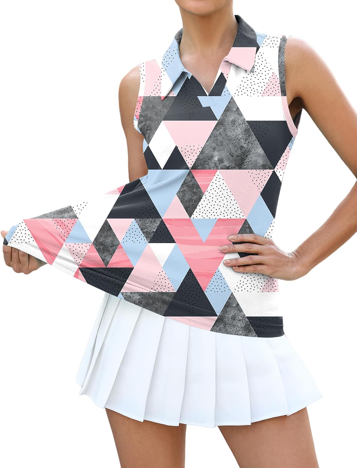 LOMON Womens Sleeveless Golf Polo Shirt V-Neck Collared 2026 Summer Tennis Tank Top S-XXL
