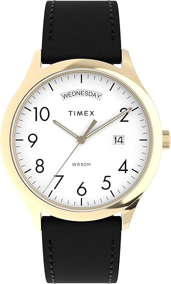 Timex Men's Modern Easy Reader 40mm Watch - Black Strap White Dial Silver-Tone Case