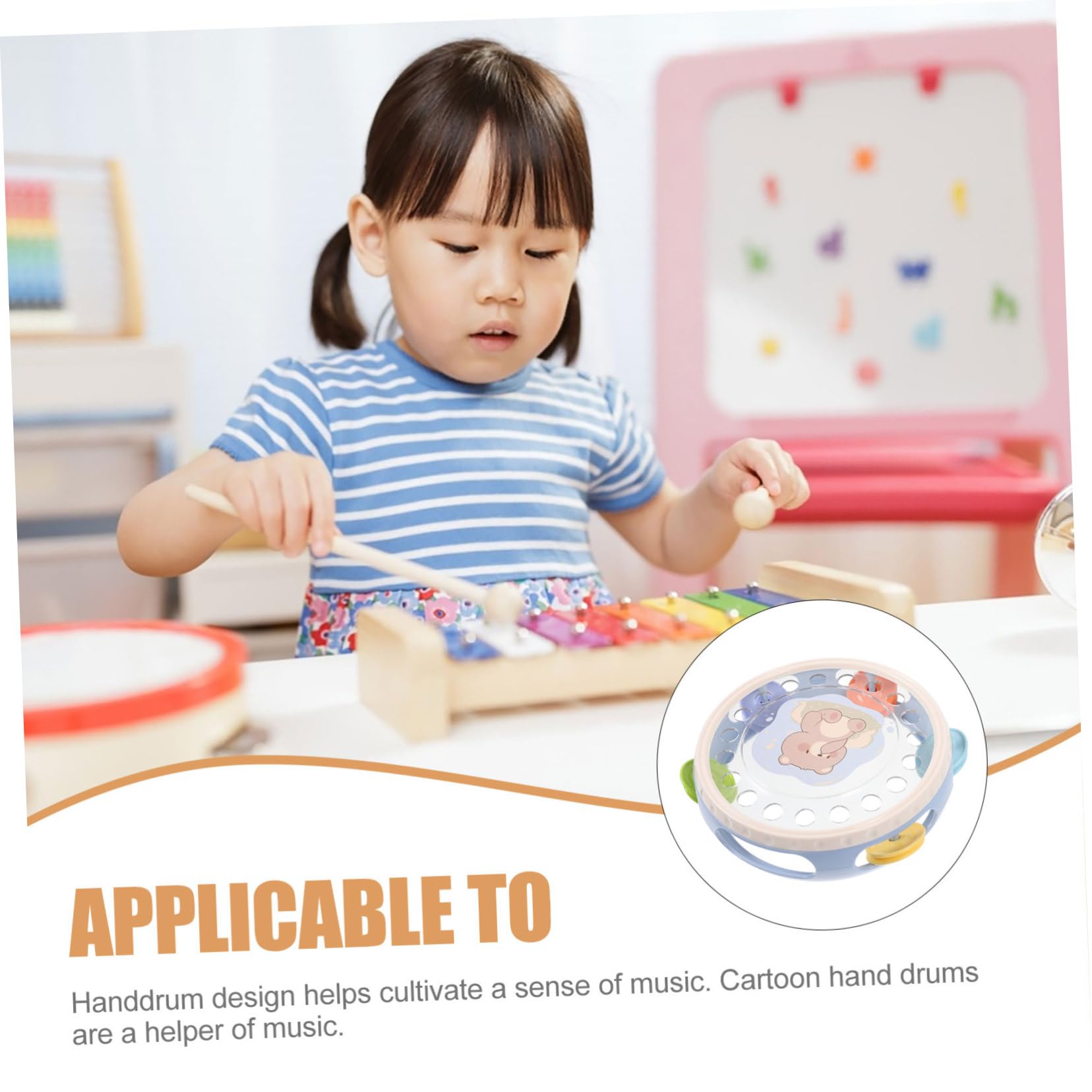 Toddmomy Tamburello Portatile Per Bambini in Plastica Rosa, Strumento a Percussione Educativo Campanellino a Mano, Gioco Musicale Per Feste e Sviluppo Del Senso Ritmico Dei Piccoli