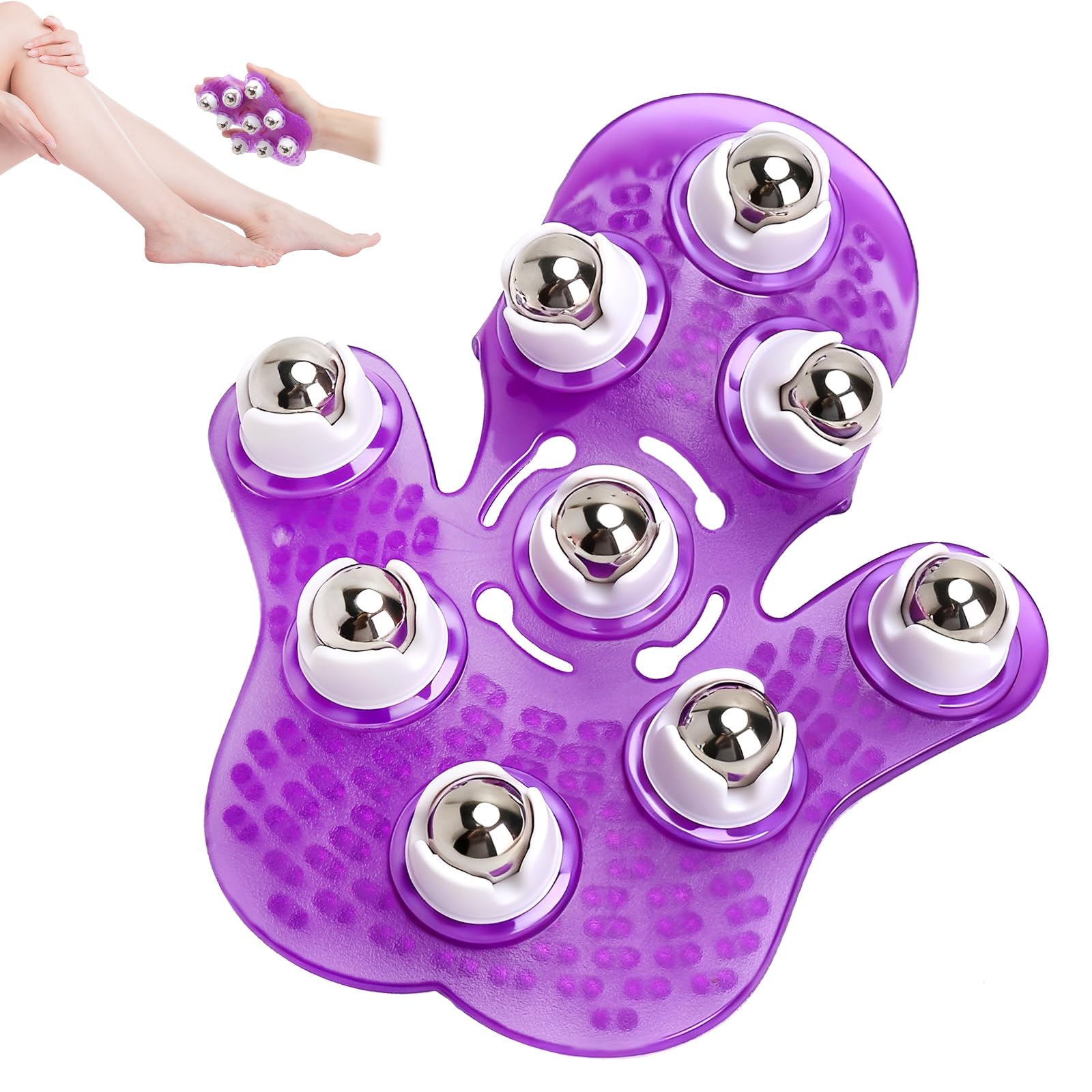 Massagehandschuh mit 9 360-Grad-Kugeln Massage Handschuh zur Muskelentspannung Stressabbau Massagegerät Tragbarer Massage-Handschuh aus PVC & 