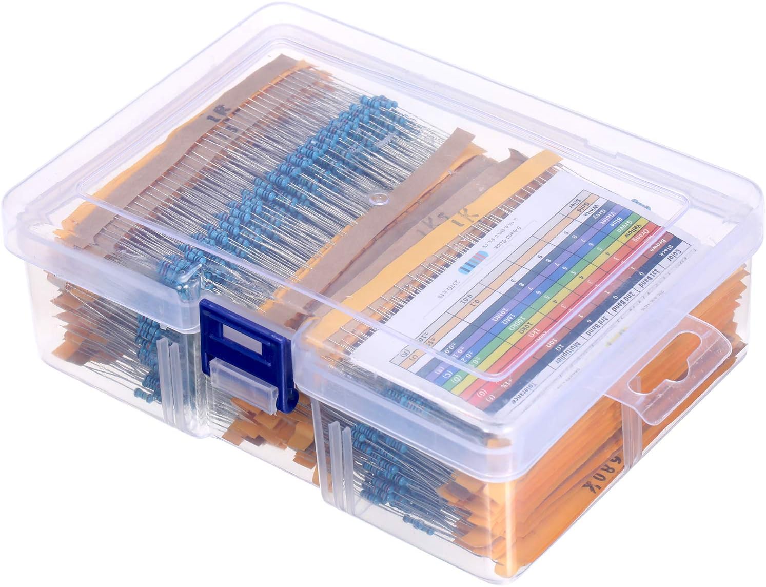 Eacam 2600pcs 130 Values 1/4W 0.25W 1% Metal Film Resistors Assorted Pack Kit Set Lot Resistors Assortment Kit