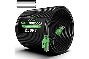 250' FT Cat6 Ethernet Outdoor Cable, In-Ground, Heavy Duty