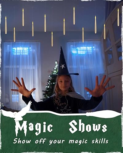 Miniatura 6 de Leejec Velas flotantes con control remoto de varita mágica (temporizador de 6 horas), decoraciones de Halloween y Navidad, 12 velas cónicas