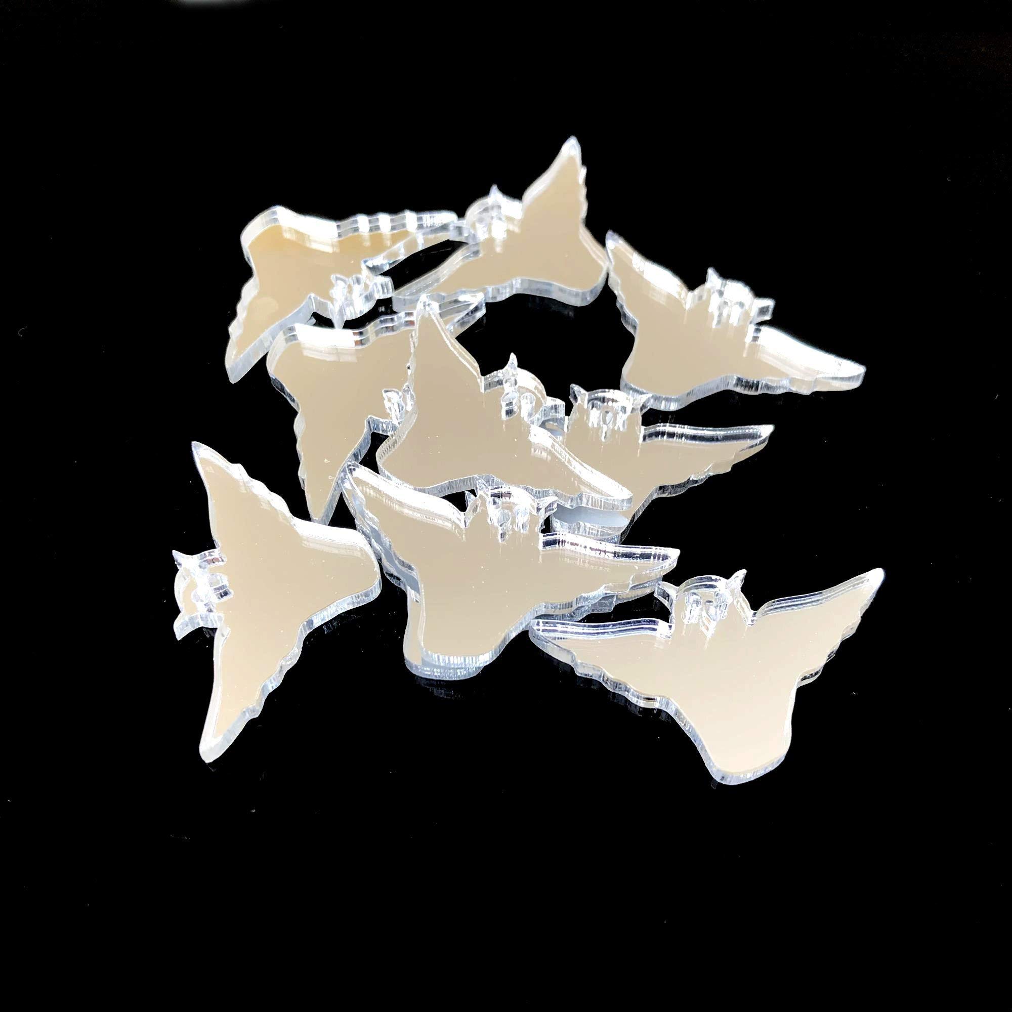 Super Cool Creations Owl Shaped Crafting Mirrors, Set of 10, Many Colours, Shatterproof Acrylic, Black, Pack of 10 x 3cm