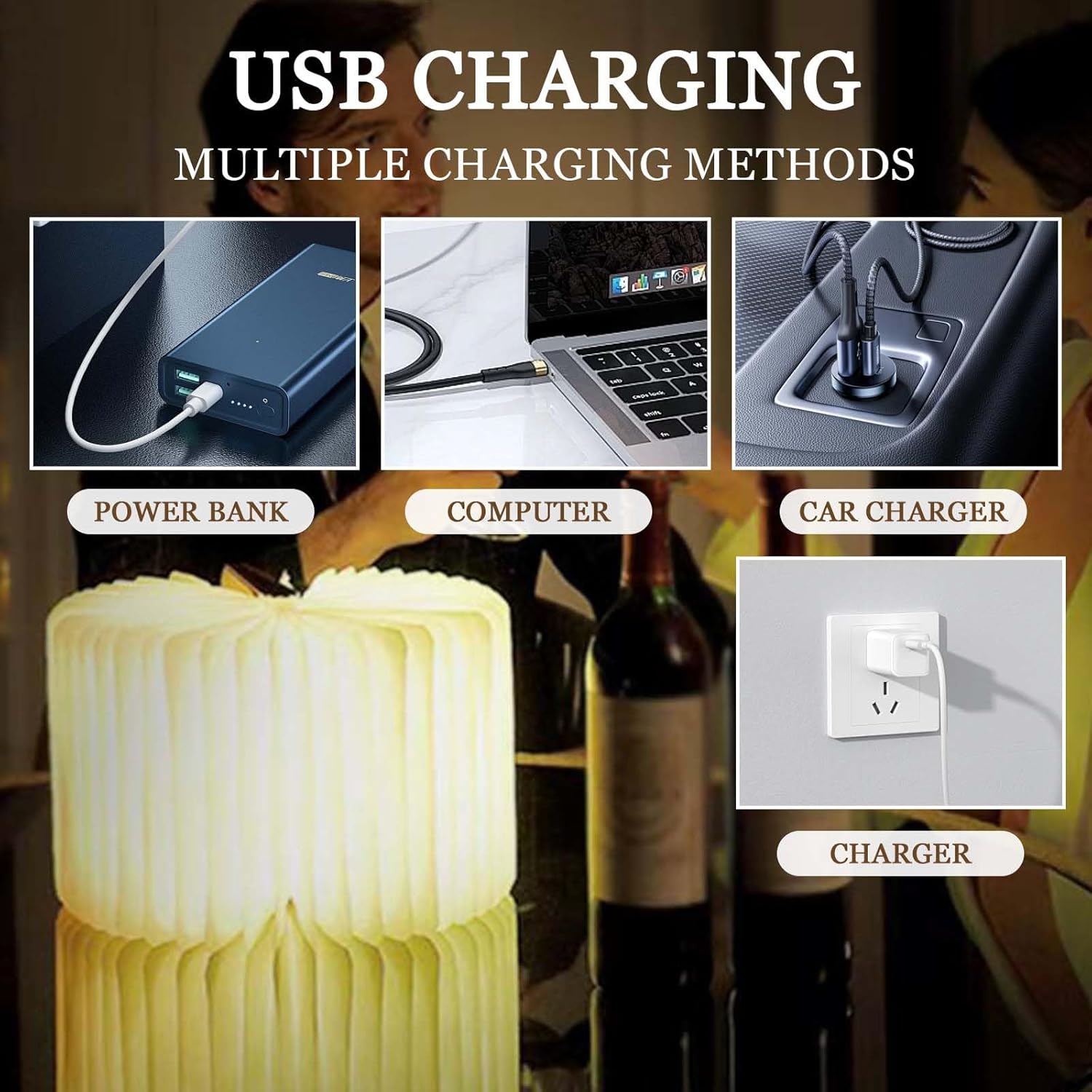 Anwick Lamp Book Large Size Folding Mood Light, Novelty LED Night Light, USB Large Capacity Rechargeable Wooden Table Lamp