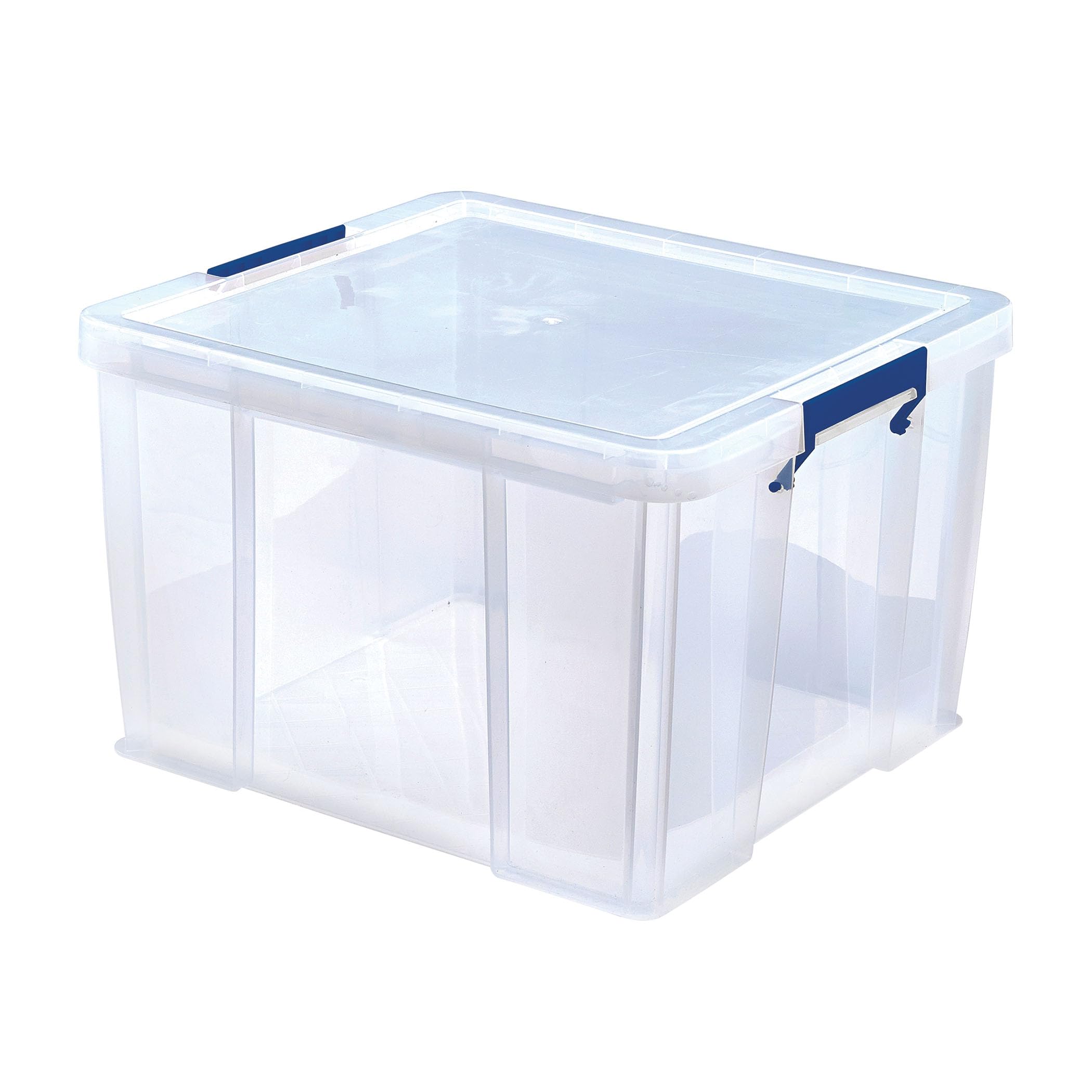Bankers Box 3x 48L Plastic Storage Boxes with Lids. ProStore Super Strong Stackable Plastic Storage Boxes (30 x 41 x 37 cm), Made in the UK, Clear