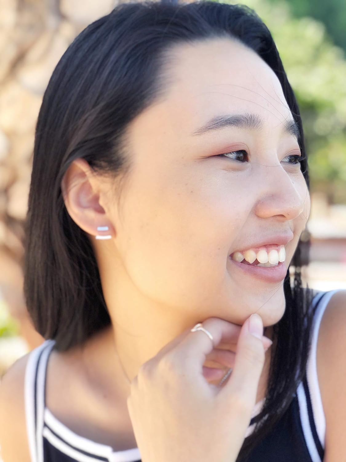 Double Bar Ear Jacket in Sterling Silver 925 with Rose Gold Finish