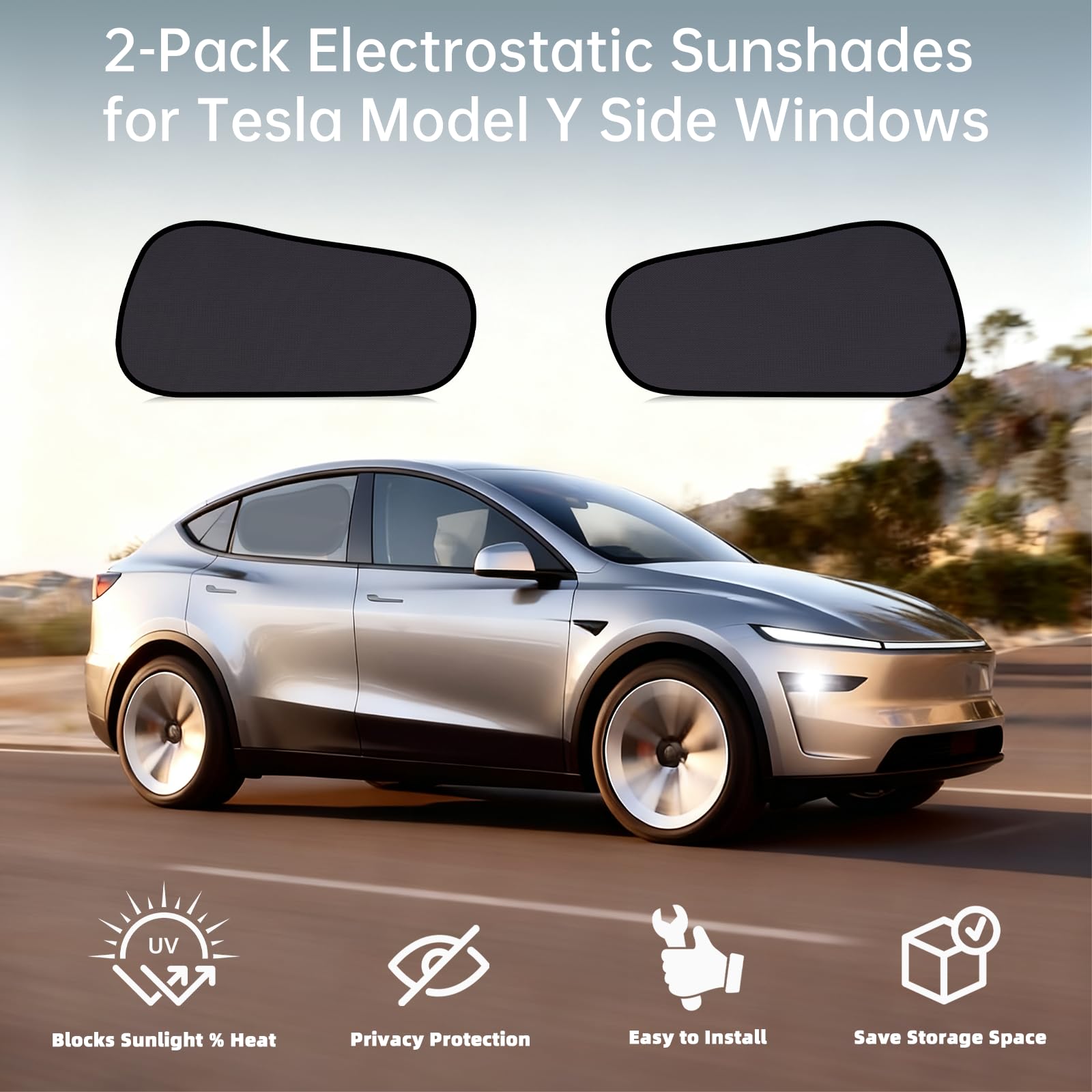 ZATOOTO Set di 2 Parasole per Auto Tesla Model Y con Protezione UV