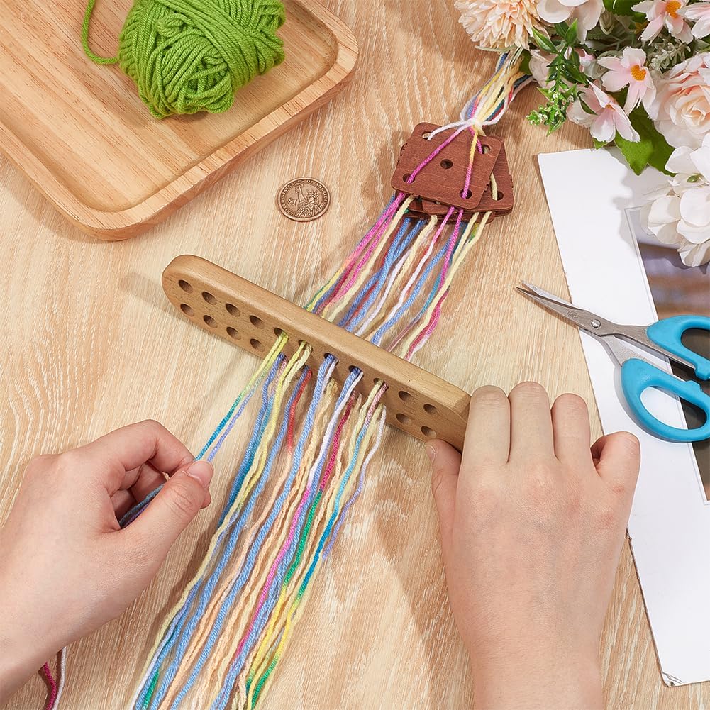 BENECREAT 22Holes Wooden Yarn Divider Weaving Separator, Knitting Yarn Organizer, 9.5x1.6x0.47inch Crochet Yarn Tender for Multiple Colors Knitting and Crocheting On The Go