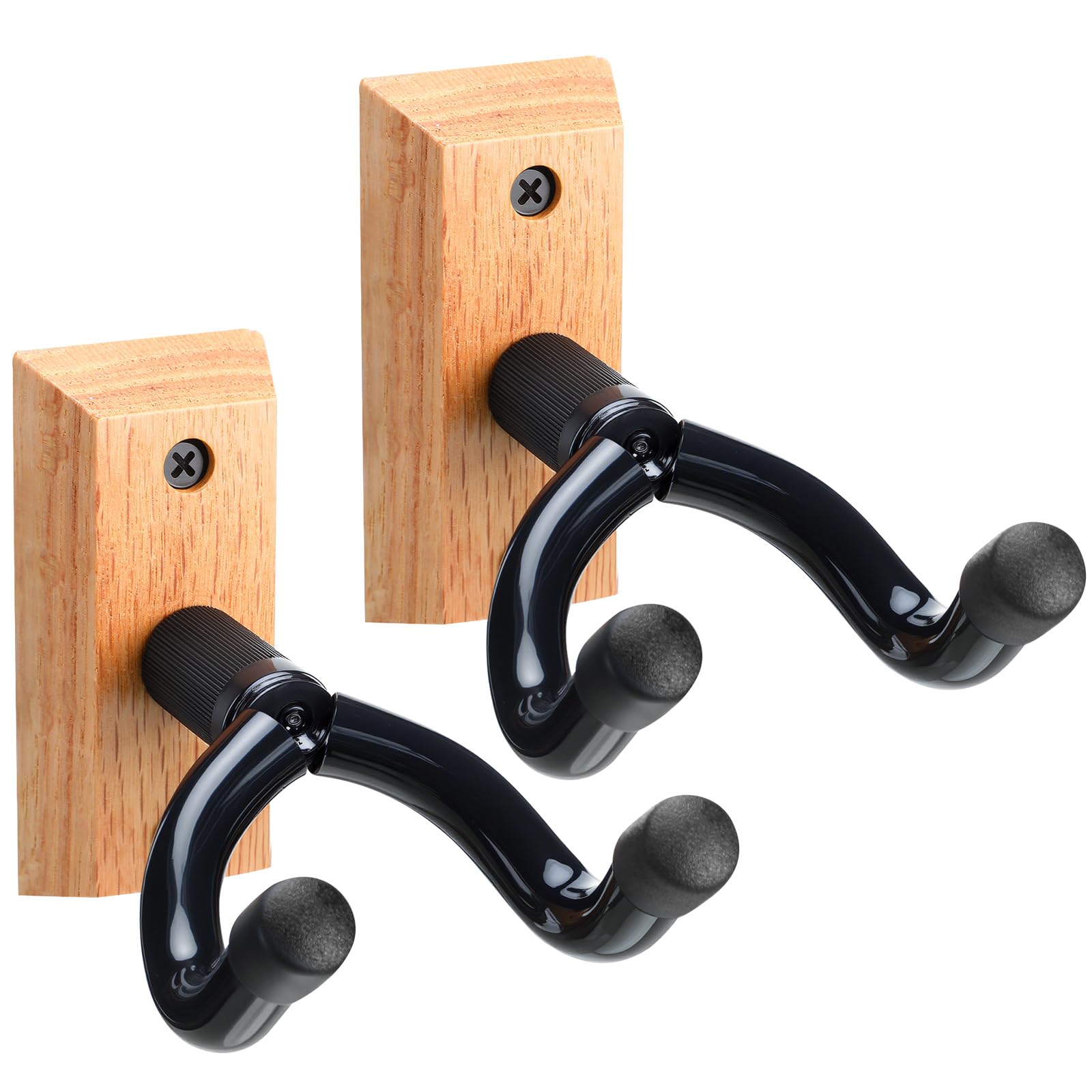 Chunful 2 Pcs Bow Hanger Wall Mount Vertical Gun Rack Hardwood Crossbow Gun Holder Guitar Hanger Displays Rack Compound Shotgun Hooks for Rifle Storage Securely Holds Airsoft Firearm