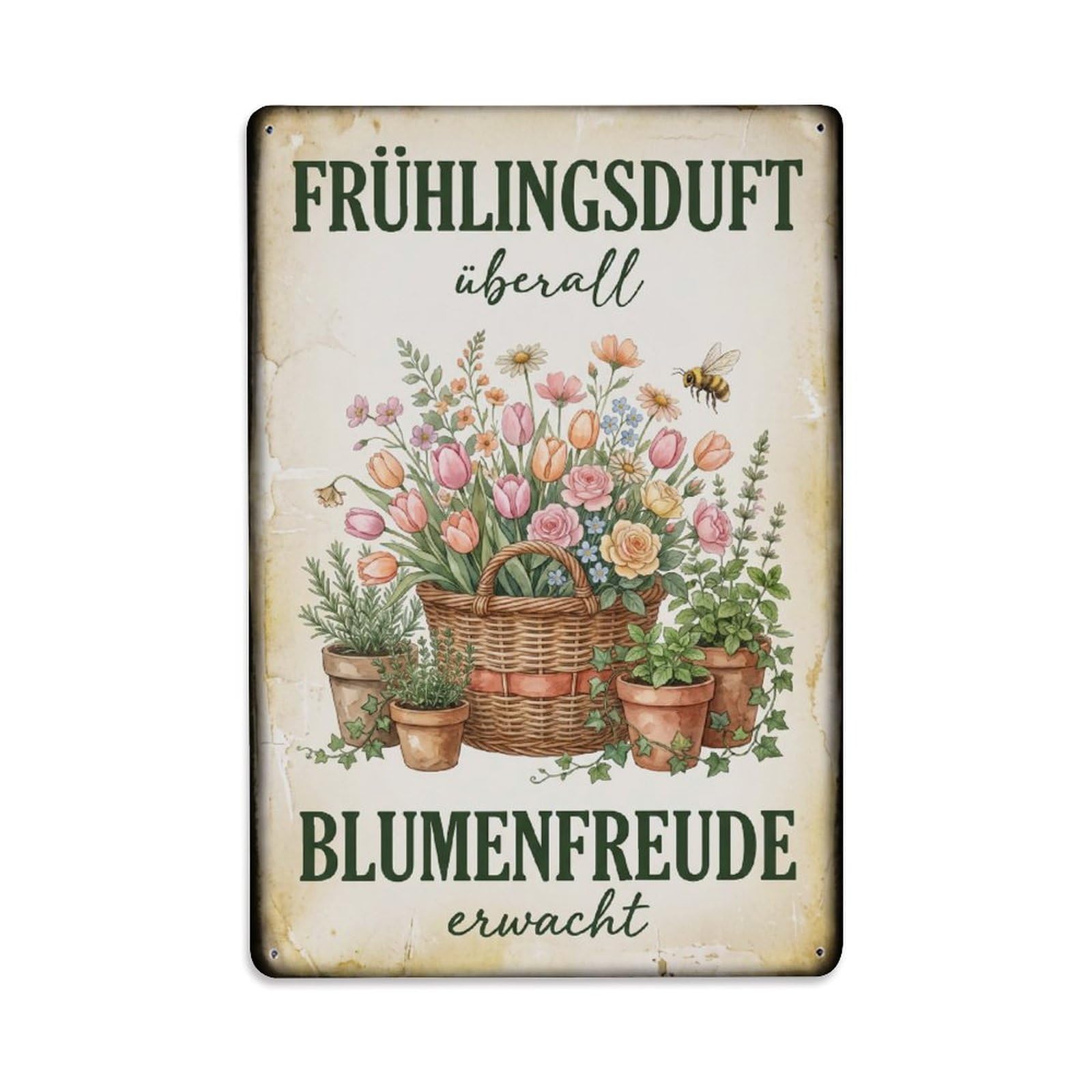Vintage Funny Garden Spring Scent Rustic Gate Delightful Metal Tin Sign Plaque Wall Decor for Cafe, Club Bar, Office, Garden Metal Poster 8x12Inch