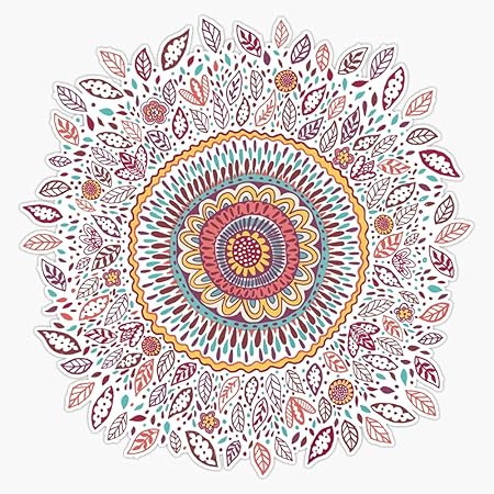 EW Designs Tribal Mandala Flower Vinyl Decal - Pink Blue Purple Ombre Bumper Sticker 4" Wide