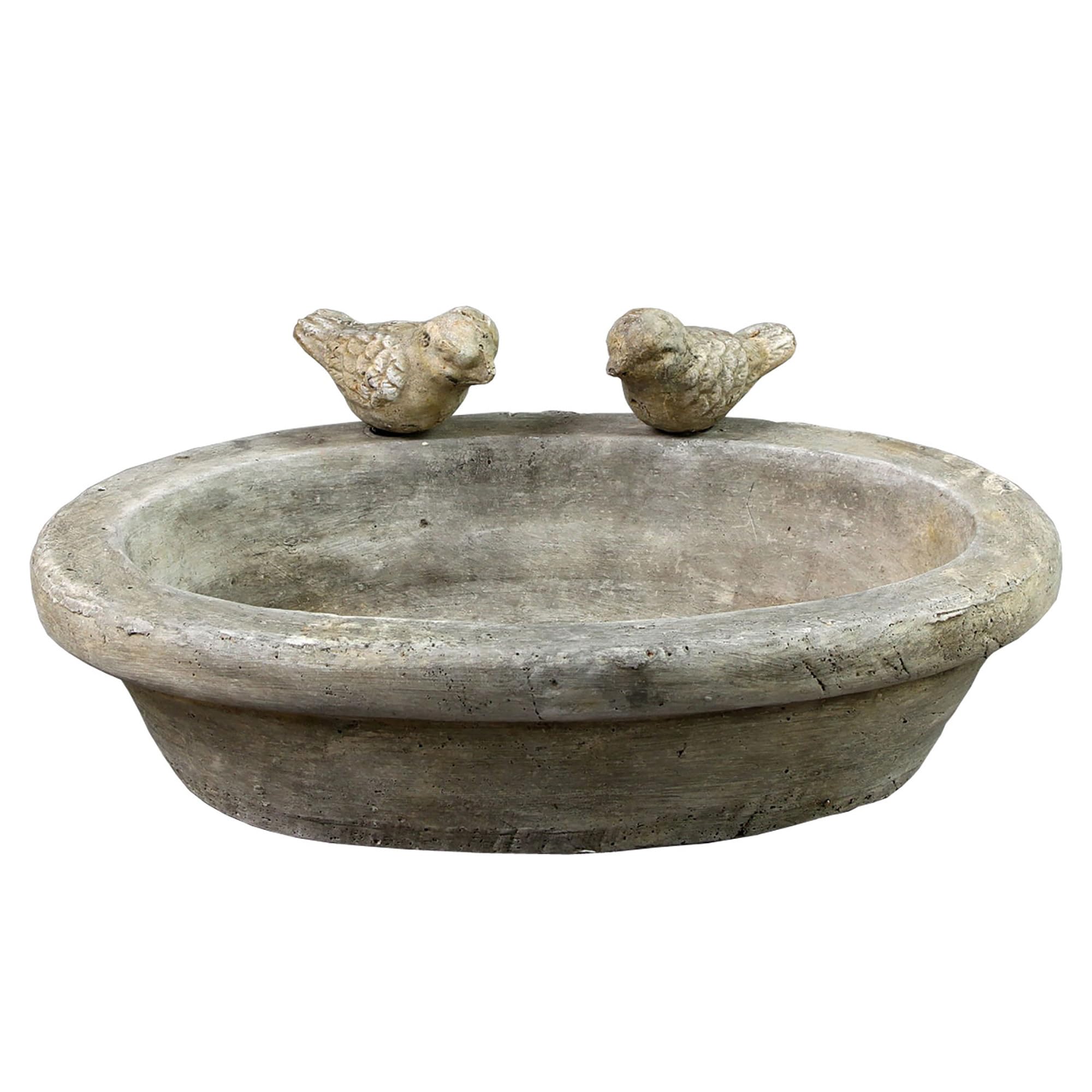 CHICCIE Bebedero de cerámica para pájaros, 30 cm, 2 pájaros, decoración de jardín