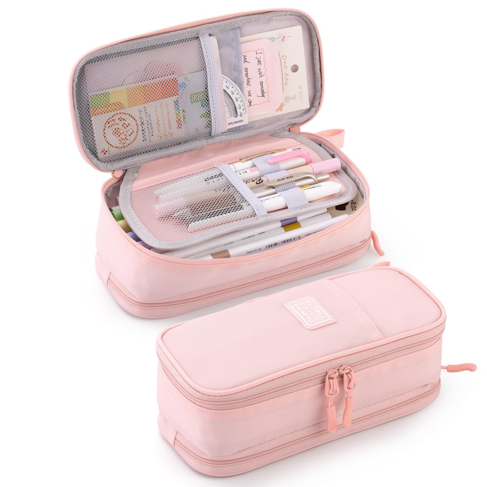 CICIMELON Large Pencil Case Big Storage Pen Pouch Bag with Compartment for School Supplies Office College Teen Boys Girls Adults, Upgraded Pink