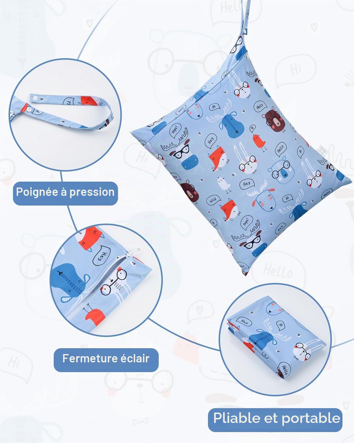 Sac à Couches Lavables 32x40cm Étanche Réutilisable Piscine Voyage Imperméable 2 Pièces