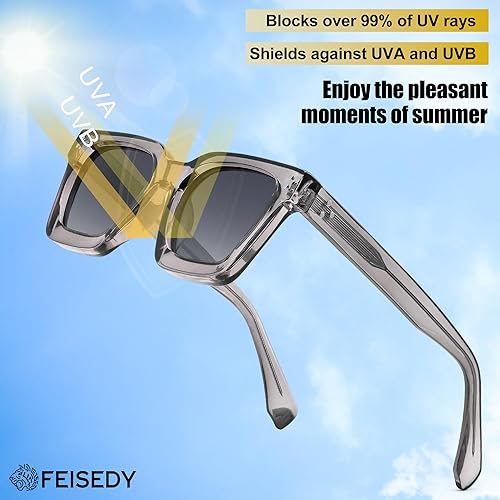 Miniatura 5 de FEISEDY Gafas de sol polarizadas para hombre y mujer, marco grueso cuadrado, rectangular, UV400, gafas de sol B2396