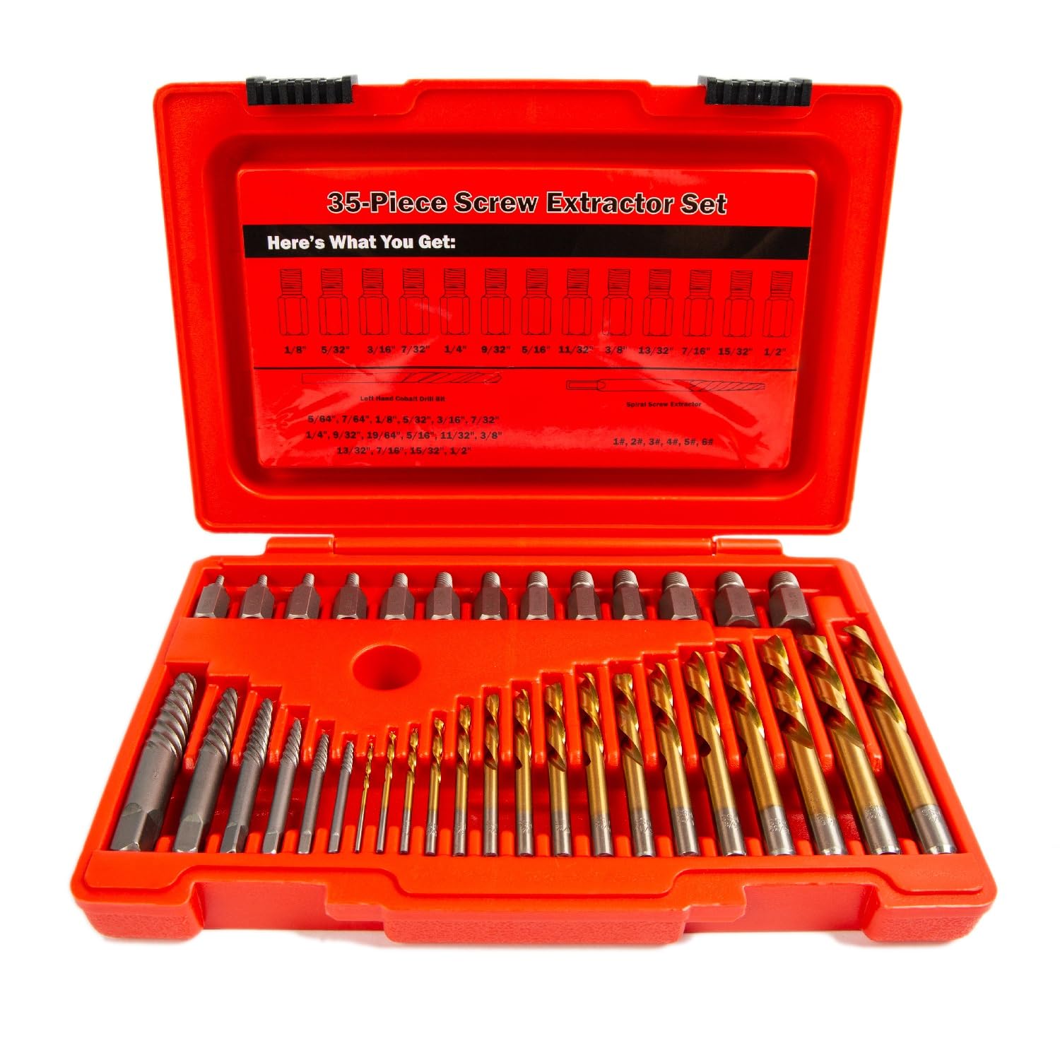 SQLMLZ 35Pieces Screw Extractor Drill Bit Set Bolt Extractors,Multi Spline Extractors,Spiral