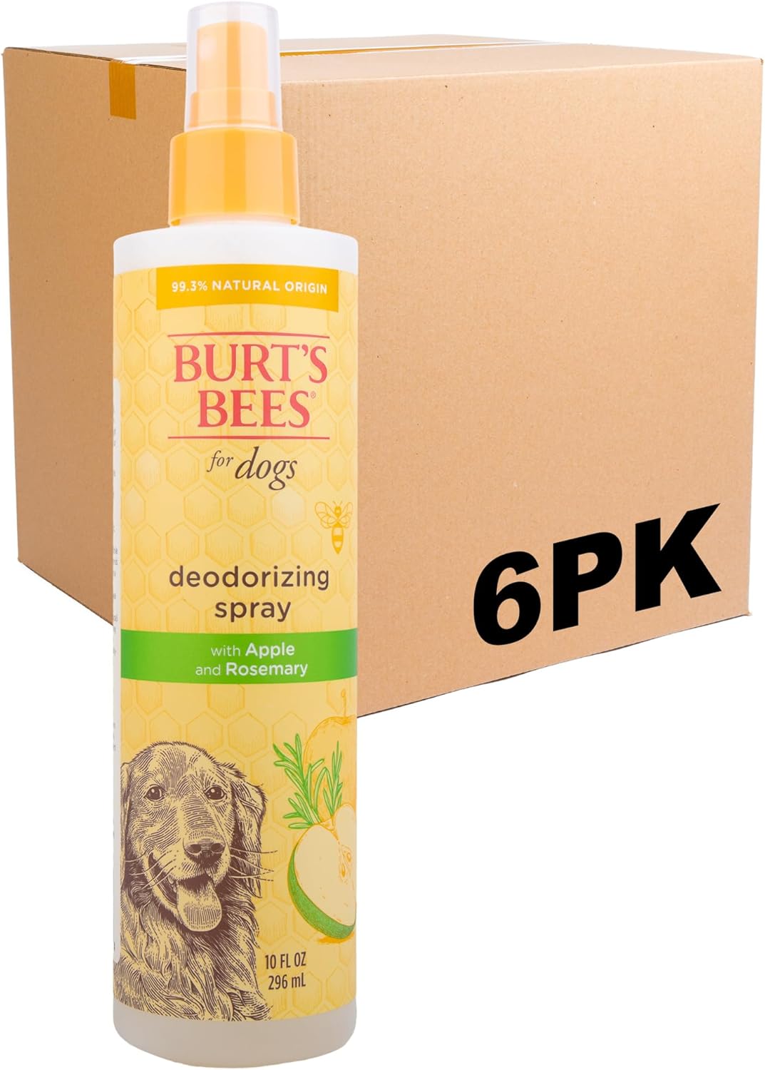 BURT'S BEES FOR PETS Naturally Derived Deodorizing Spray for Dogs - Best Dog Spray for Smelly Dogs - Made with Apple & Rosemary - Cruelty Free, Made in USA, 10 oz - 6 Pack