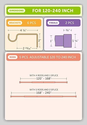 Miniatura 10 de Ivilon Drapery - Barra para cortina de ventana, diseño de tapa al extremo, 1 pulgada Color negro.