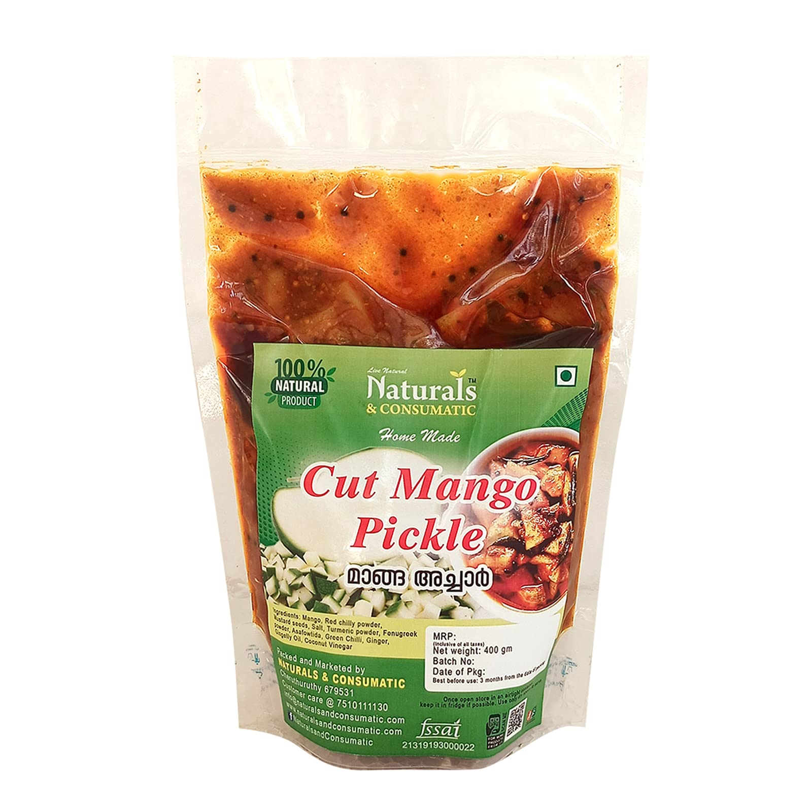 Naturals & Consumatic Cut Mango Pickle-Kerala Traditional-Homemade cut Manga achaar-400gm (B095KXMFX3) Amazon Price History, Amazon Price Tracker