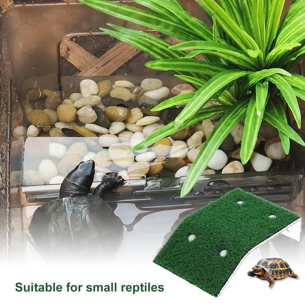 Piattaforma Tartaruga, Piattaforma Solare per Tartarughe, Rampa per Tartarughe d'Acqua, Simulazione Erba Tartaruga Rampa, per Terrina di Rana Rettile Piccola, Acquario Serbatoio Decor