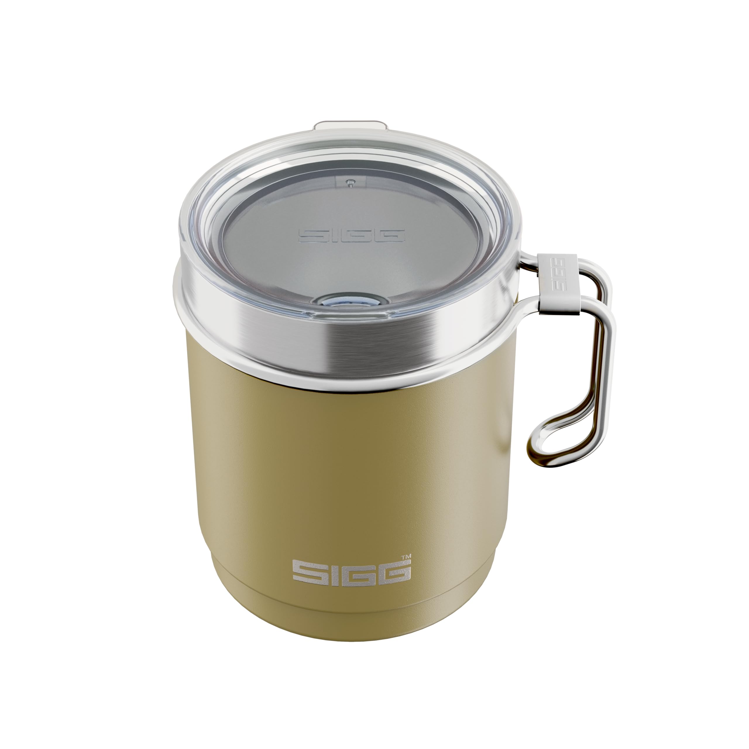 Sigg - Camp Thermo Travel Mug Sand - with Tritan Lid & Handle - Dishwasher Safe - BPA Free - 18/8 Stainless Steel - Camping & Hiking - Dark Beige - 0.36L
