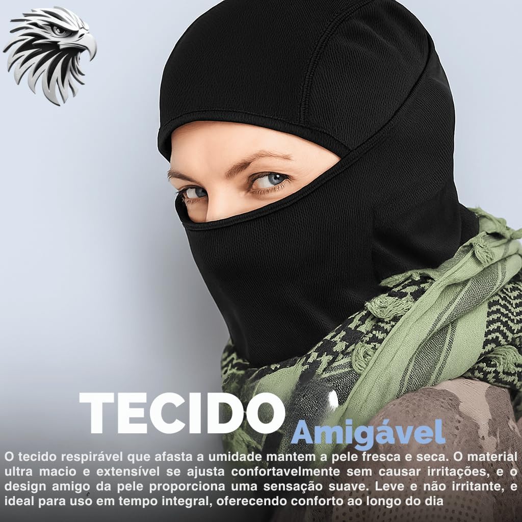 Touca Ninja Balaclava Articulada Profissional Resistente Frio Proteção Uv50 Multifuncional Respirável (BR, Alfa, Único, P, Cinza)